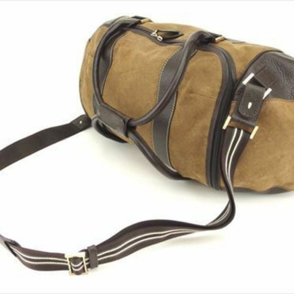 Dunhill Boston bag Brown Canvas Leather Mens Authentic Used - Picture 2 of 6